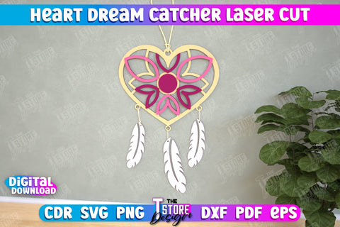 Heart Dream Catcher, Romantic Gift, Valentine's Day, Dream Catcher Laser Cut SVG SVG The T Store Design 