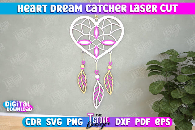 Heart Dream Catcher, Romantic Gift, Valentine's Day, Dream Catcher Laser Cut SVG SVG The T Store Design 
