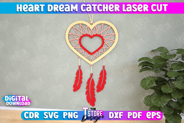 Heart Dream Catcher, Romantic Gift, Valentine's Day, Dream Catcher Laser Cut SVG SVG The T Store Design 