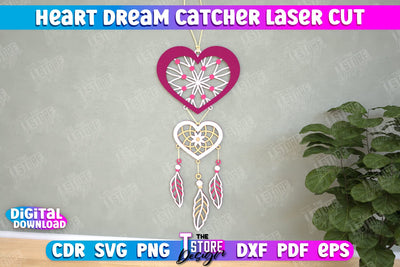 Heart Dream Catcher, Romantic Gift, Valentine's Day, Dream Catcher Laser Cut SVG SVG The T Store Design 