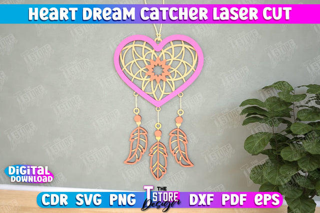 Heart Dream Catcher, Romantic Gift, Valentine's Day, Dream Catcher Laser Cut SVG SVG The T Store Design 