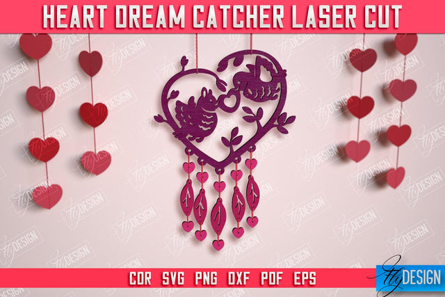 Heart Dream Catcher | Romantic Gift | Valentine's Day | Hanging Dream Catcher | CNC File SVG Fly Design 