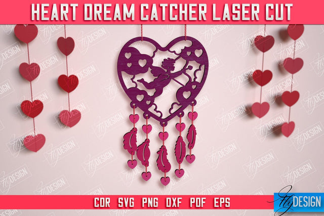 Heart Dream Catcher | Romantic Gift | Valentine's Day | Hanging Dream Catcher | CNC File SVG Fly Design 