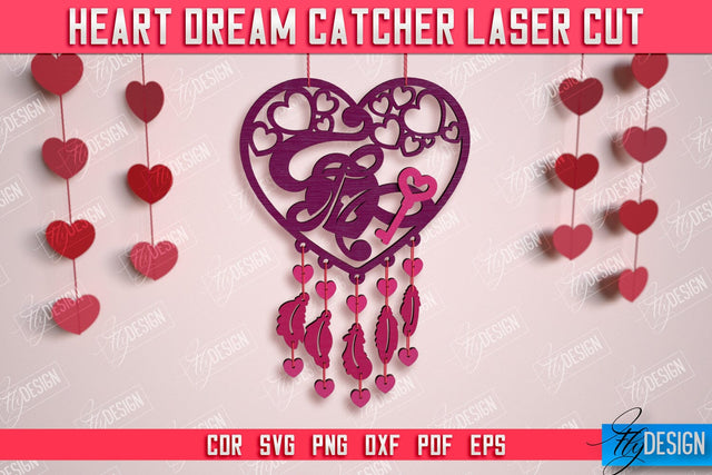 Heart Dream Catcher | Romantic Gift | Valentine's Day | Hanging Dream Catcher | CNC File SVG Fly Design 