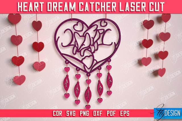 Heart Dream Catcher | Romantic Gift | Valentine's Day | Hanging Dream Catcher | CNC File SVG Fly Design 