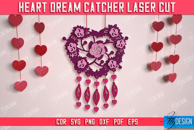Heart Dream Catcher | Romantic Gift | Valentine's Day | Hanging Dream Catcher | CNC File SVG Fly Design 