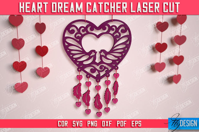 Heart Dream Catcher | Romantic Gift | Valentine's Day | Hanging Dream Catcher | CNC File SVG Fly Design 