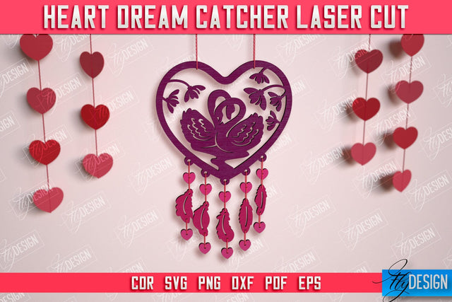 Heart Dream Catcher | Romantic Gift | Valentine's Day | Hanging Dream Catcher | CNC File SVG Fly Design 