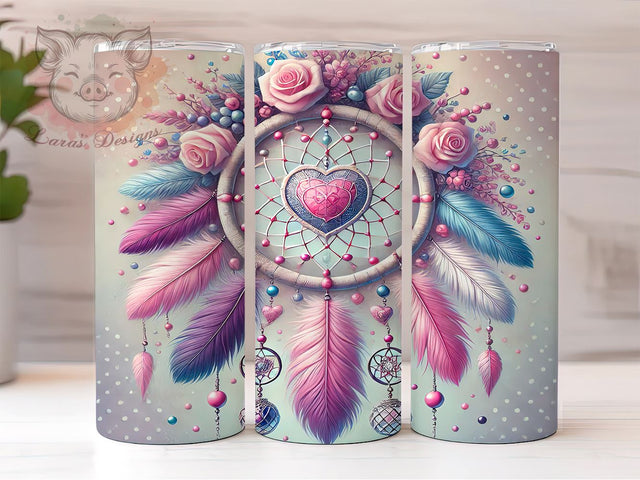 Heart Dreamcatcher Boho 20oz Tumbler, Heart Dreamcatcher, Boho Tumbler Wrap, 20oz Tumbler, Spiritual Gift, Native American, Dreamcatcher Gift Sublimation Lara' s Designs 