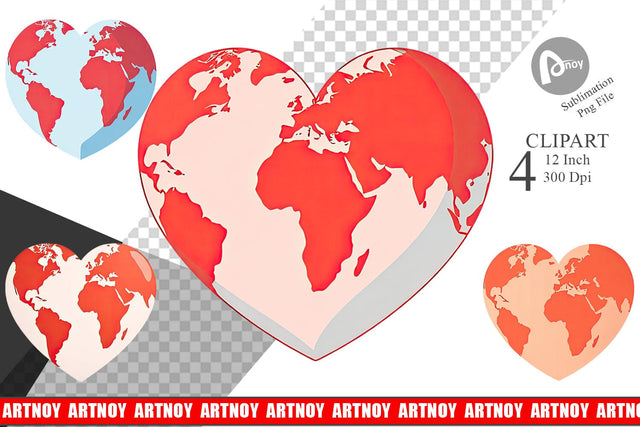 Heart Earth Clipart Sublimation artnoy 