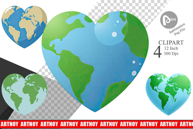 Heart Earth Clipart Sublimation artnoy 