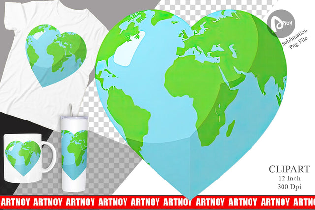 Heart Earth Clipart Sublimation artnoy 