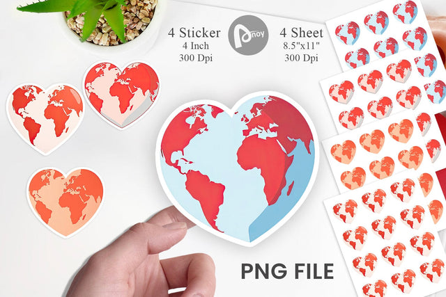Heart Earth Sticker Sublimation artnoy 