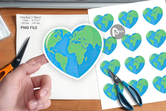 Heart Earth Sticker Sublimation artnoy 