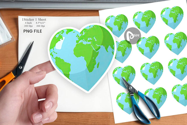Heart Earth Sticker Sublimation artnoy 