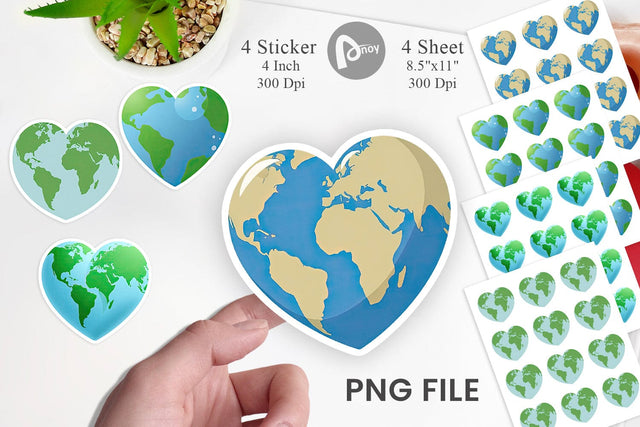 Heart Earth Sticker Sublimation artnoy 