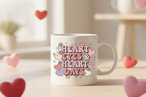Heart Eyes & Heart Days Png, Retro Cute Valentine’s Day Quote, Pastel Aesthetic Png for Sublimation, Sticker, Tumblr Design Digital Download SVG TiffsCraftyCreations 