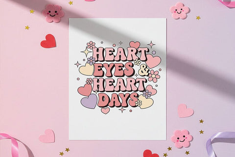 Heart Eyes & Heart Days Png, Retro Cute Valentine’s Day Quote, Pastel Aesthetic Png for Sublimation, Sticker, Tumblr Design Digital Download SVG TiffsCraftyCreations 
