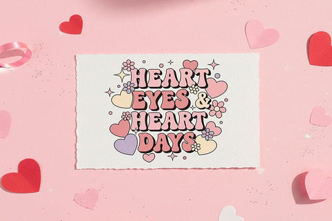 Heart Eyes & Heart Days Png, Retro Cute Valentine’s Day Quote, Pastel Aesthetic Png for Sublimation, Sticker, Tumblr Design Digital Download SVG TiffsCraftyCreations 