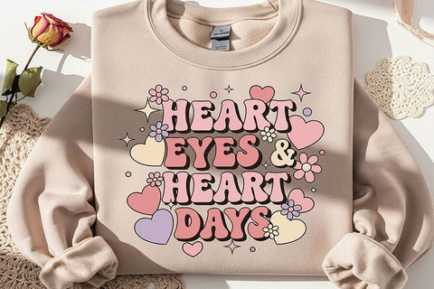 Heart Eyes & Heart Days Png, Retro Cute Valentine’s Day Quote, Pastel Aesthetic Png for Sublimation, Sticker, Tumblr Design Digital Download SVG TiffsCraftyCreations 