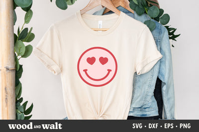 Heart Eyes Smiley SVG | Retro Valentine Smiley PNG | Love Design SVG Wood And Walt 