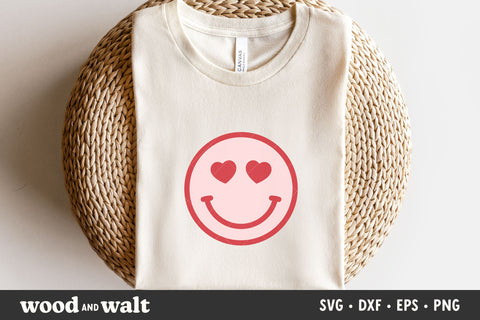 Heart Eyes Smiley SVG | Retro Valentine Smiley PNG | Love Design SVG Wood And Walt 