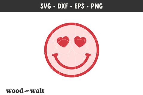 Heart Eyes Smiley SVG | Retro Valentine Smiley PNG | Love Design SVG Wood And Walt 