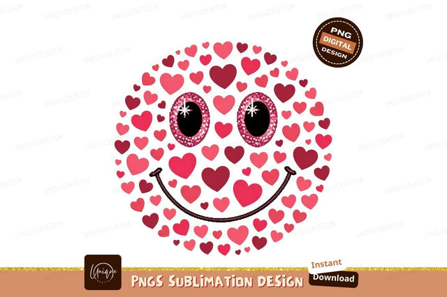 Heart Filled Smiley Face Sublimation Png Sublimation Designangry 