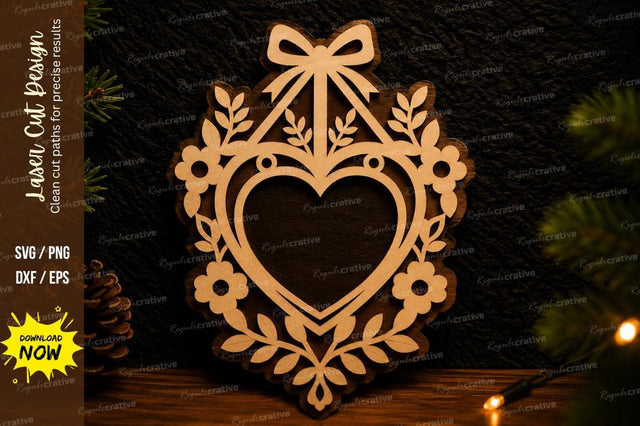 Heart Floral Ornament Laser Cut SVG Design SVG Regulrcrative 