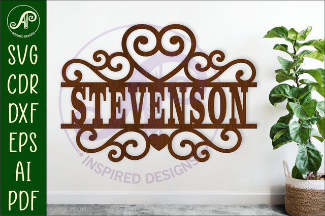 heart flourish design name sign svg laser cut file SVG APInspireddesigns 