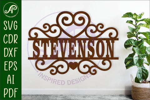 heart flourish design name sign svg laser cut file SVG APInspireddesigns 