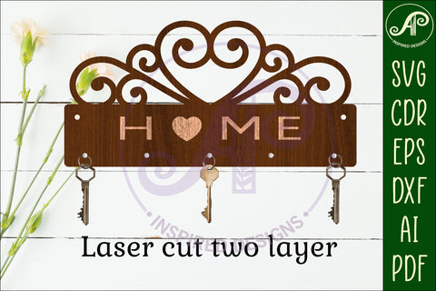 Heart flourish home Key holder designs for wood and metal SVG APInspireddesigns 