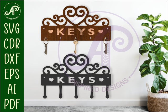 Heart flourish home Key holder designs for wood and metal SVG APInspireddesigns 