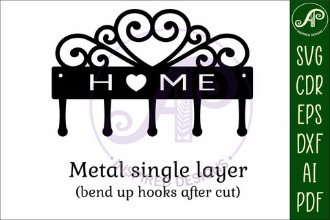 Heart flourish home Key holder designs for wood and metal SVG APInspireddesigns 