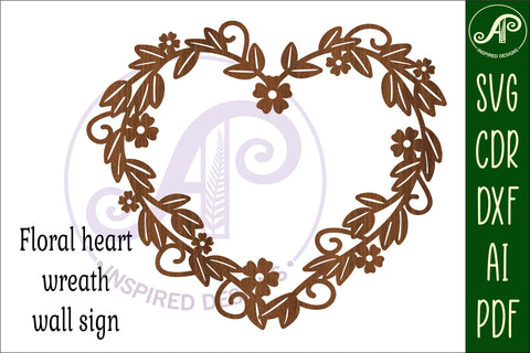 Heart flower wall sign, SVG laser cut file SVG APInspireddesigns 
