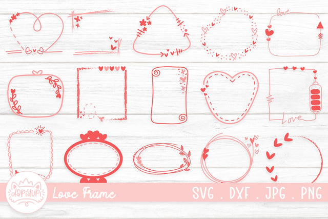 Heart Frame Clipart Bundle | Love Frame SVG dapiyupi store 