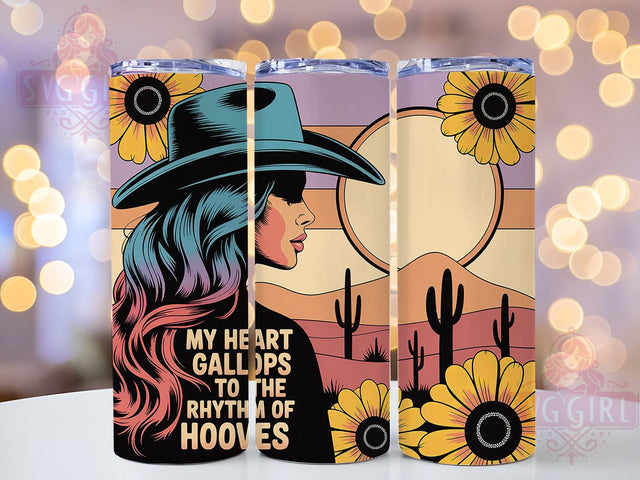 Heart Gallops 20oz Tumbler, Heart Gallops Quote, Rhythm of Hooves, Horse Lover Wrap, Western Cowgirl Sublimation, Rustic Cowgirl Design, 20oz Tumbler Wrap, Sublimation Design PNG, Country Western Gift Sublimation SvggirlplusArt 