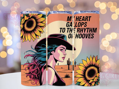 Heart Gallops 20oz Tumbler, Heart Gallops Quote, Rhythm of Hooves, Horse Lover Wrap, Western Cowgirl Sublimation, Rustic Cowgirl Design, 20oz Tumbler Wrap, Sublimation Design PNG, Country Western Gift Sublimation SvggirlplusArt 