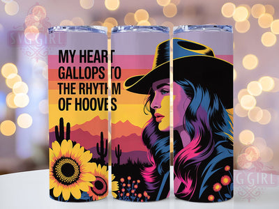 Heart Gallops 20oz Tumbler, Heart Gallops Quote, Rhythm of Hooves, Horse Lover Wrap, Western Cowgirl Sublimation, Rustic Cowgirl Design, 20oz Tumbler Wrap, Sublimation Design PNG, Country Western Gift Sublimation SvggirlplusArt 