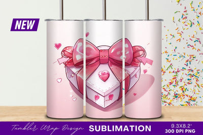 Heart Gift Box With Pink Bow Illustration Sublimation Regulrcrative 
