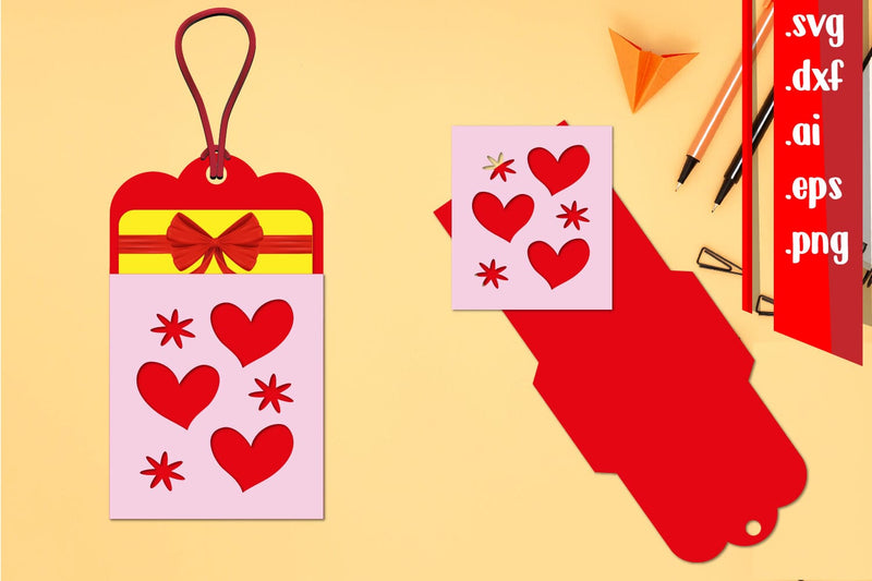 Heart Gift Card Holder | Heart Gift Tag SVG zafrans studio 