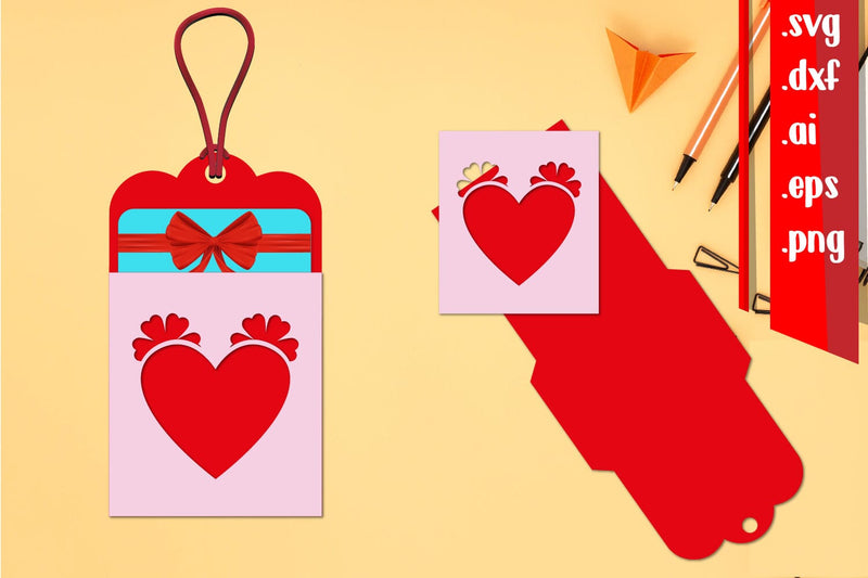 Heart Gift Card Holder | Heart Gift Tag SVG zafrans studio 