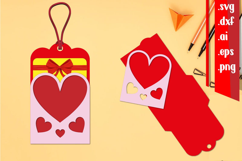 Heart Gift Card Holder | Heart Gift Tag SVG zafrans studio 