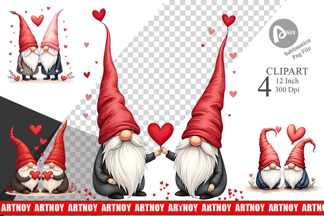 Heart Gnome Clipart Sublimation artnoy 