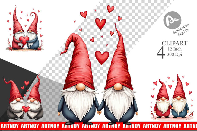 Heart Gnome Clipart Sublimation artnoy 