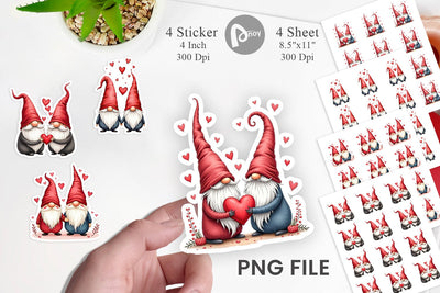 Heart Gnome Sticker Sublimation artnoy 