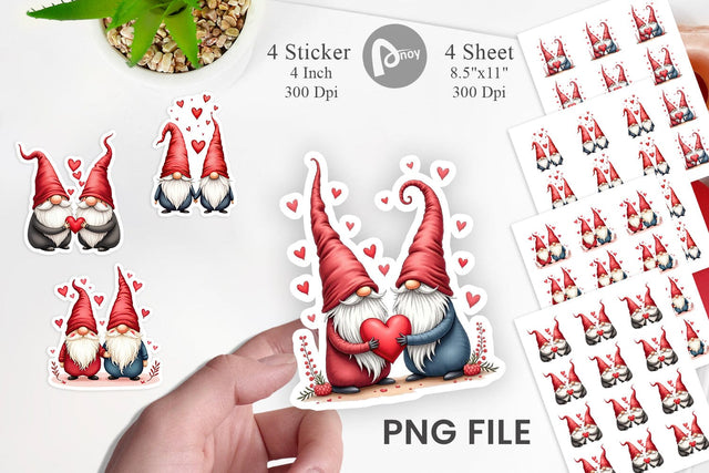 Heart Gnome Sticker Sublimation artnoy 