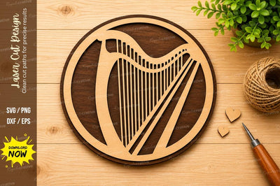 Heart Harp Music Laser Cut SVG Design SVG Regulrcrative 