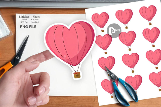 Heart Hot Air Balloon Sticker Sublimation artnoy 