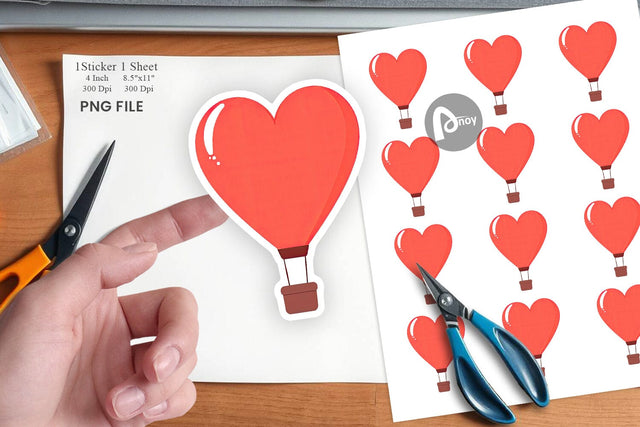 Heart Hot Air Balloon Sticker Sublimation artnoy 